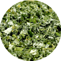 Zoom sur les feuilles de framboisier coupées