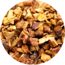 zoom sur la pomme en morceaux séchés