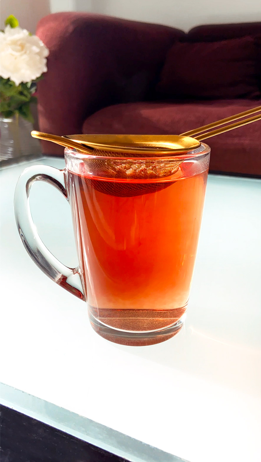Infusion rubis à la belle couleur rouge