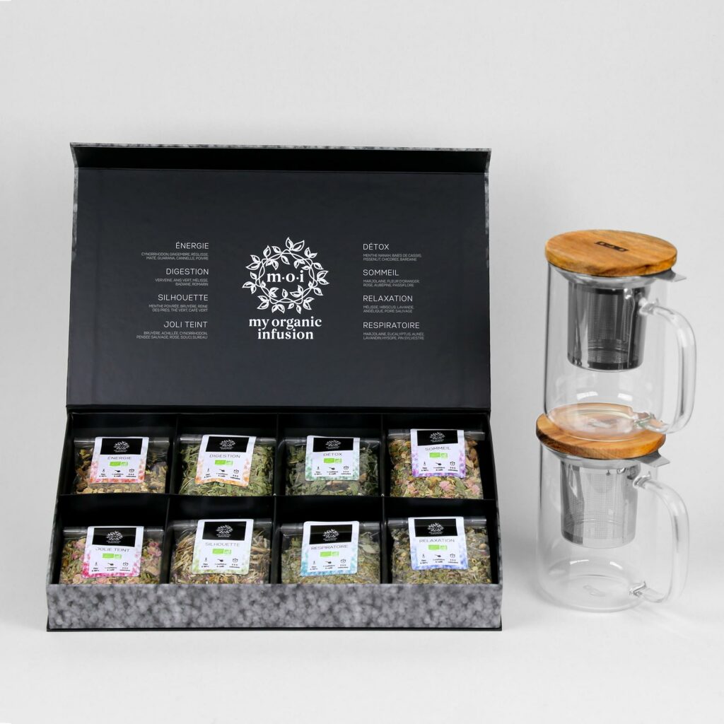 Coffret d'infusions avec deux mugs infuseurs 450ml