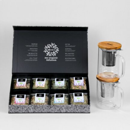 Coffret d'infusions avec deux mugs infuseurs 450ml
