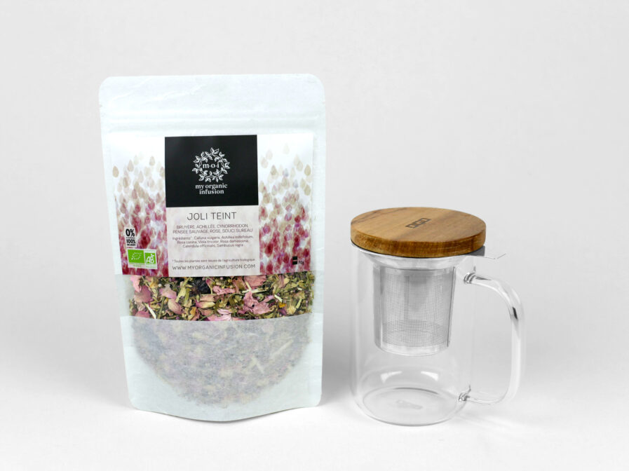 Infusion Joli Teint bio en vrac avec mug infuseur 450 ml