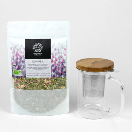 Infusion Sommeil bio en vrac avec un mug infuseur