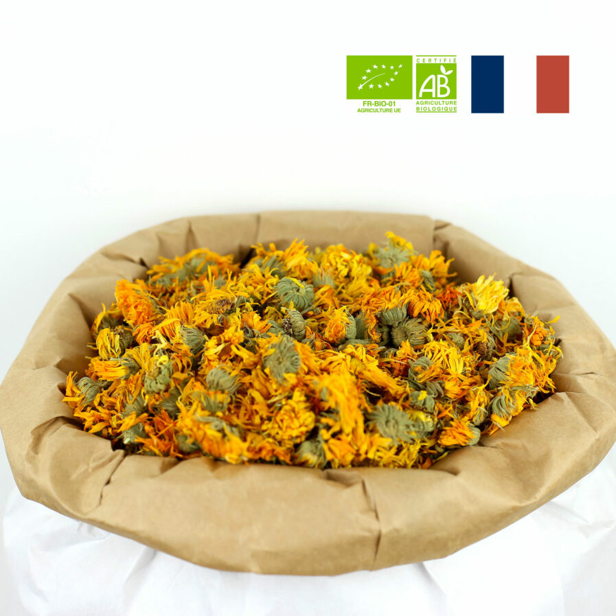 50 grammes de Souci en fleurs entières séchées pour créer votre infusion de Souci bio. 