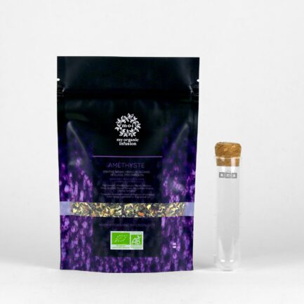 Infusion améthyste en vrac avec son infuseur en verre inclus
