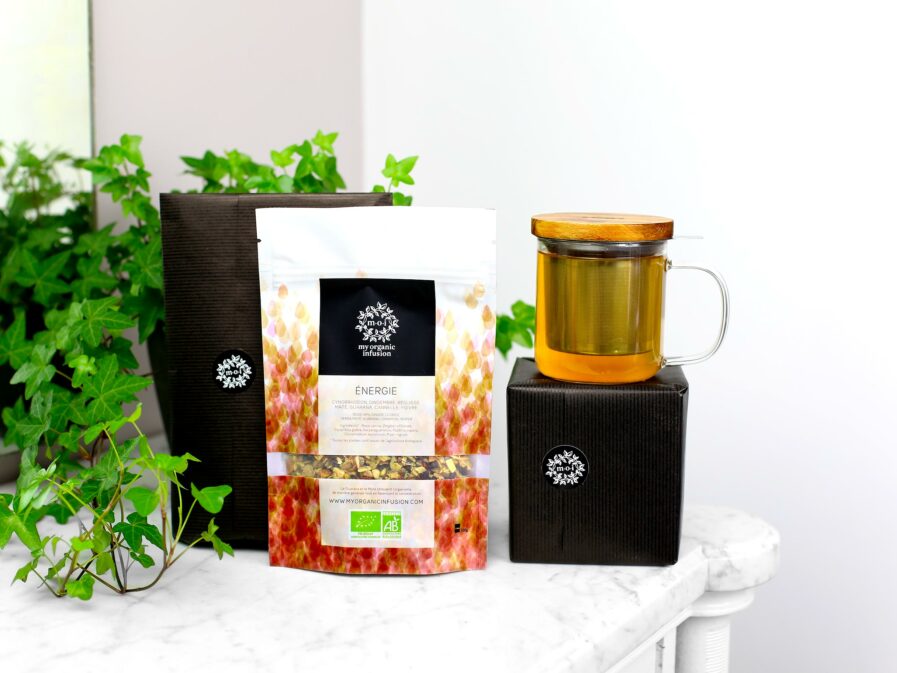 infusion Énergie en vrac infuseur inclus et son paquet cadeau