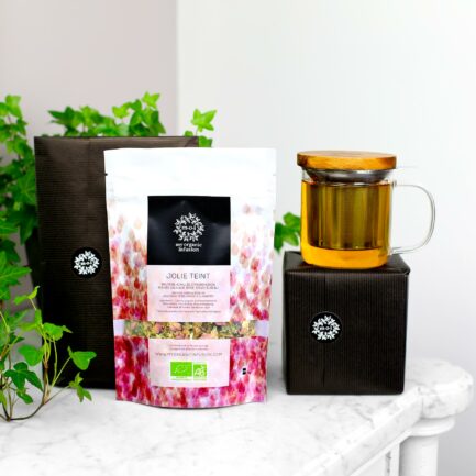 infusion Joli Teint en vrac infuseur inclus et son paquet cadeau