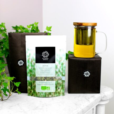 Infusion Détox en vrac bio avec son mug infuseur et son paquet cadeau