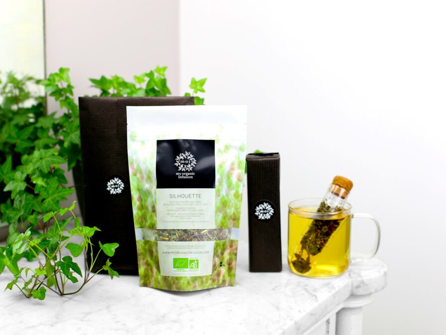 l'infuseur en verre et l'infusion silhouette