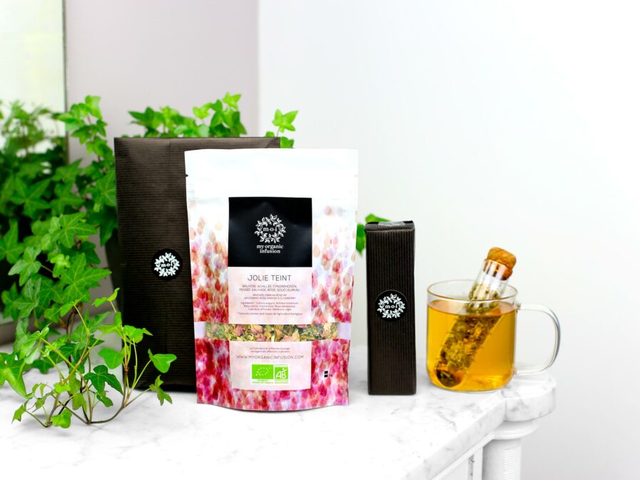 infusion joli teint en vrac avec son infuseur en verre inclus