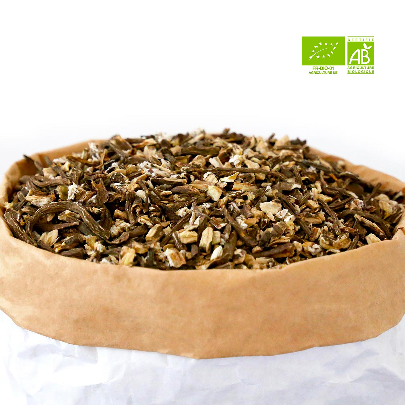 Bardane-UE-ok Racine de Bardane bio dans son sac herboriste