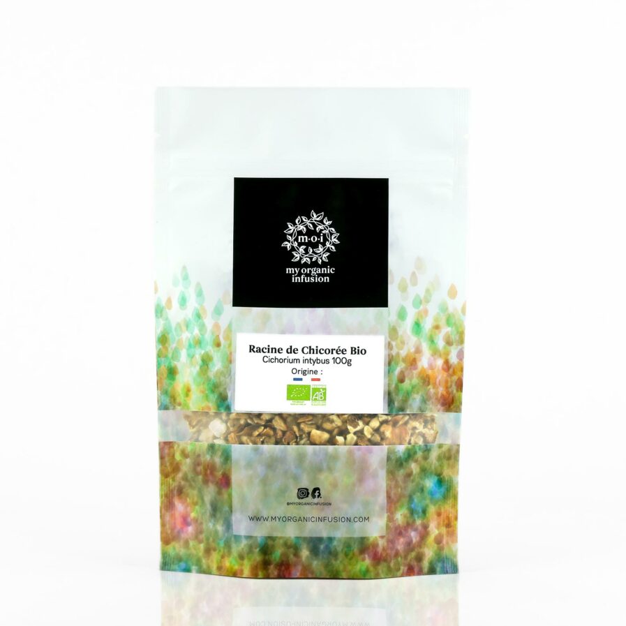 Racine de chicorée bio origine france dans son doypack de 100g