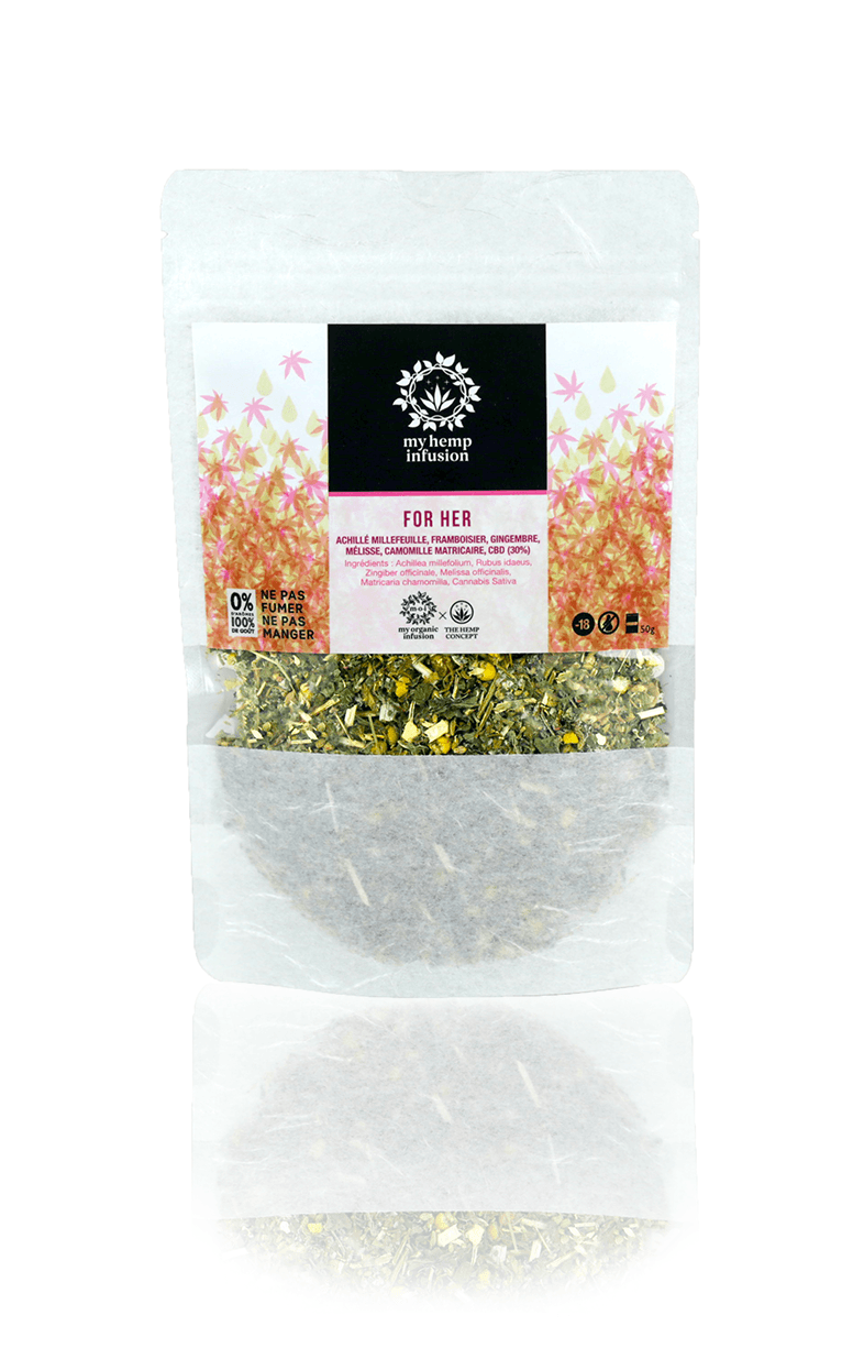 zoom sur le packaging de l'infusion For Her