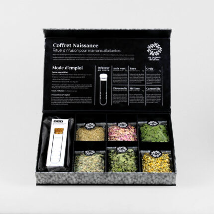 Packshot de notre Coffret de Naissance d'infusions pour mamans allaitantes.